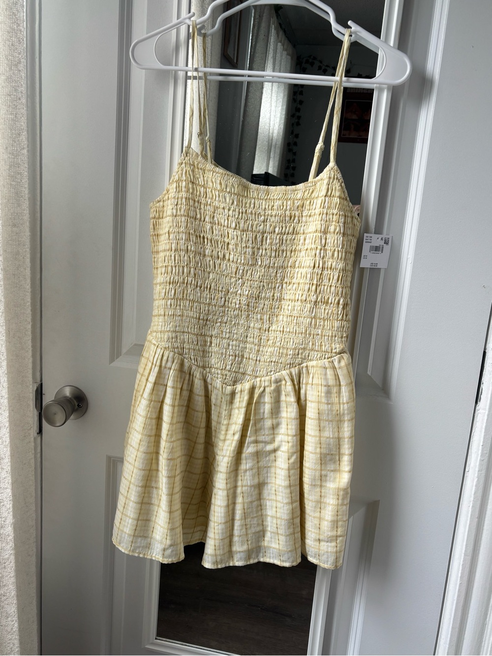 American Eagle Outfitters Yellow Plaid Smocked Romper